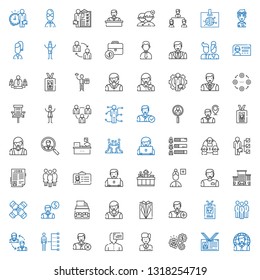 manager icons set. Collection of manager with user, id card, working, employee, skills, employees, group, add user, suit, woman, portfolio. Editable and scalable manager icons.