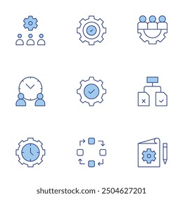 Manager icons set. Line Duotone style, editable stroke. time management, management, settings, content management, problem solving, work, workflow, document management.