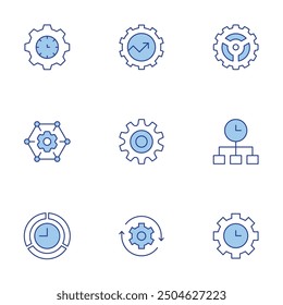 Manager icons set. Line Duotone style, editable stroke. management, time management, time manager, arrows, work time.