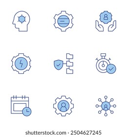 Manager icons set. Line Duotone style, editable stroke. data management, management, appointment, energy, leader, community, time management.