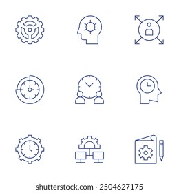 Manager icons set. Thin Line style, editable stroke. management, manager, time management, content management.