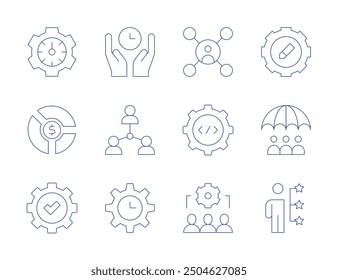 Manager icons. Thin Line style, editable stroke. time management, delegate, coding, collaboration, people, management, risk management, hr manager, administration.