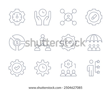 Manager icons. Thin Line style, editable stroke. time management, delegate, coding, collaboration, people, management, risk management, hr manager, administration.