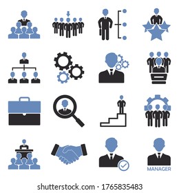 Manager Icons. Two Tone Flat Design. Vector Illustration.