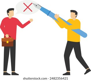 The manager ignored the comment. Concept business vector, Forbidden, Censorship, Office person.

