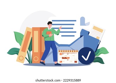 Manager Illustration concept. A flat illustration isolated on white background