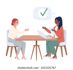 Manager informing candidate of interview decision semi flat color vector characters. Editable figures. Full body people on white. Simple cartoon style illustration for web graphic design and animation