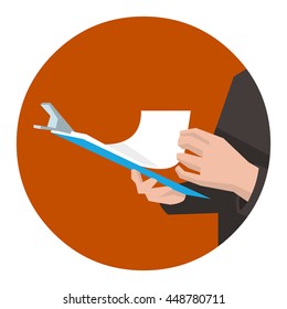 Manager or inspector checking the documents for quality control. Flat vector illustration.