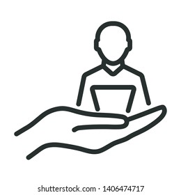 manager insurance - minimal line web icon. simple vector illustration. concept for infographic, website or app.