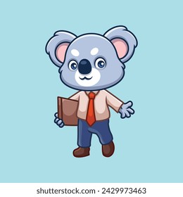 Manager Koala Cute Cartoon Illustration