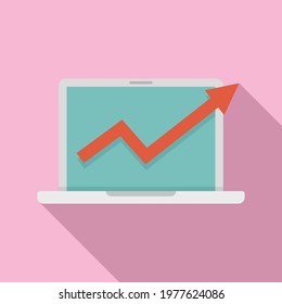 Manager laptop graph icon. Flat illustration of manager laptop graph vector icon for web design