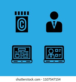 manager, laptop, medicine and laptop icons vector in sample icon set for web and graphic design