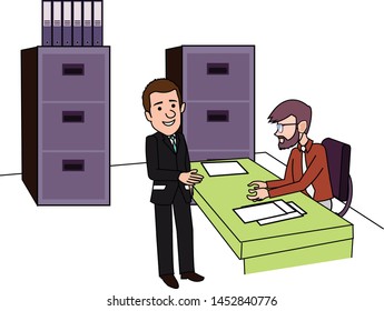 manager lawyer executive in the office conversation