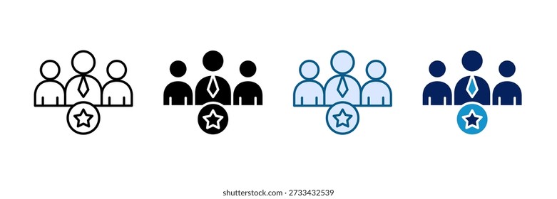 Conjunto de iconos de liderazgo de gerente Colección de estilos múltiples