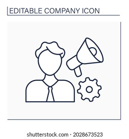 Manager line icon. Person responsible for controlling, administering an organization or group of staff. Task distribution. Company concept. Isolated vector illustration. Editable stroke