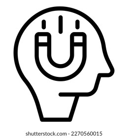 vector de contorno de icono del imán de administración. Estrategia de oficina. Equipo superior