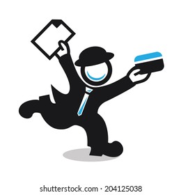 Manager - magnifier in man suite - search for credit