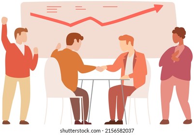 Manager makes presentation of statistical report analysis charts. Planning business. Teamwork consulting for project management, financial reporting and strategy. Data analysis research statistics