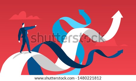 A manager making decision what business direction to take. Business strategy concept vector illustration - Vector