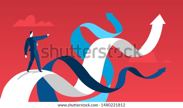 A manager\
making decision what business direction to take. Business strategy\
concept vector illustration -\
Vector