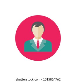 Manager man - concept colored icon in flat graphic design style. Sign for website, mobile application, presentation, infographic. Human character avatar symbol. Vector illustration. 