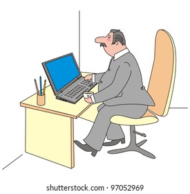 manager, man in office, vector illustration