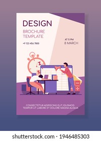 Manager with megaphone shouting at sleepy employee. Tired office worker, angry boss flat vector illustration. Exhaustion, fatigue concept for banner, website design or landing web page