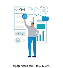 Manager men uses CRM for growing and scaling business
