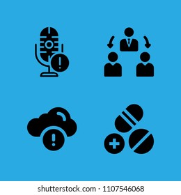 manager, microphone, pills and information icons vector in sample icon set for web and graphic design