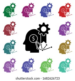 Gestionar en mente icono multicolor. Glifo simple, vector plano de iconos de la mente humana para ui y ux, sitio web o aplicación móvil