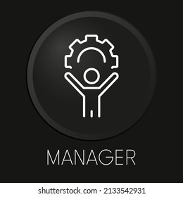 Gestor un icono mínimo de línea vectorial en el botón 3D aislado en el fondo negro. Vector Premium.