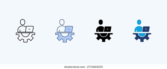 Vector de ilustración de varios iconos de administrador de TI