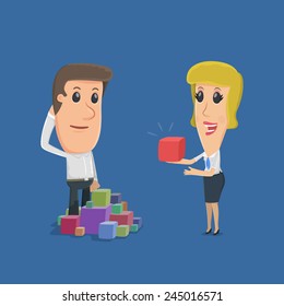 Manager offers a profitable service. funny cartoon characters in business situations