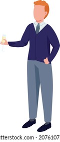 Manager at office party semi flat color vector character. Standing figure. Full body person on white. Christmas party isolated modern cartoon style illustration for graphic design and animation