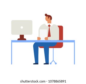 Manager, office worker. Business people. Flat vector illustration isolated on white.