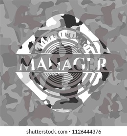 Manager on grey camouflaged pattern