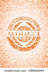 Manager orange mosaic emblem with background