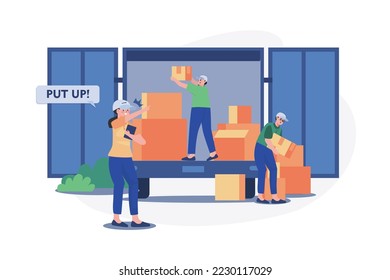 Manager Ordering Worker To Put Boxes In A Truck