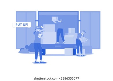 Manager Ordering Worker To Put Boxes In A Truck