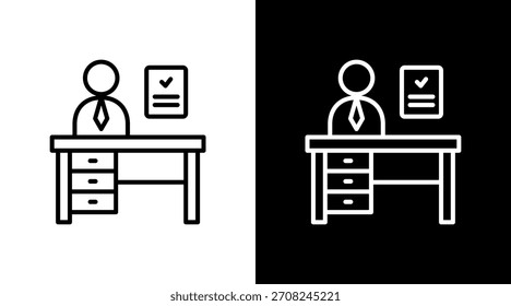 Diseño de conjunto de iconos blancos de contorno de gerente