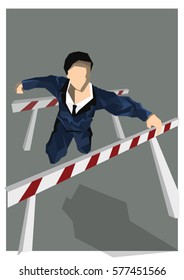 Manager overcoming obstacles ,Business jumping  concept  vector illustration