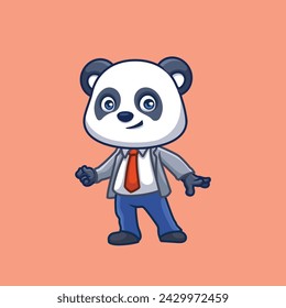 Manager Panda Cute Cartoon Illustration