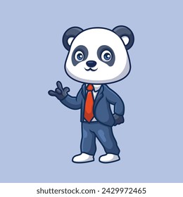 Manager Panda Cute Cartoon Illustration