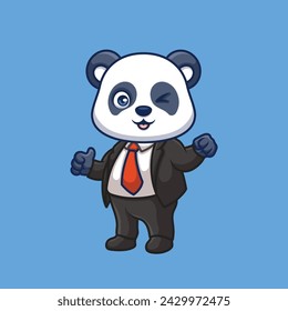 Manager Panda Cute Cartoon Illustration