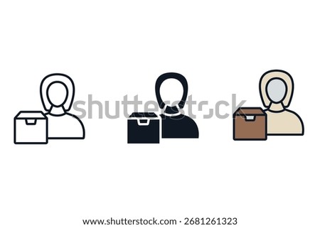 manager parcel icons. Simple vector icons With Background. Flat style design