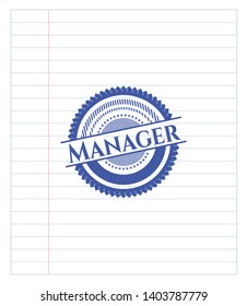 Manager with pen strokes. Blue ink. Vector Illustration. Detailed.