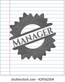 Manager with pencil strokes