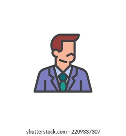 Manager person filled outline icon, line vector sign, Business Man avatar linear colorful pictogram isolated on white. Symbol, logo illustration. Vector graphics