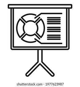 Manager pie chart board icon. Outline manager pie chart board vector icon for web design isolated on white background
