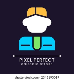 Manager pixel perfect RGB color icon for dark theme. Company employee. Business specialist. Office worker Simple filled line drawing on night mode background. Editable stroke. Poppins font used